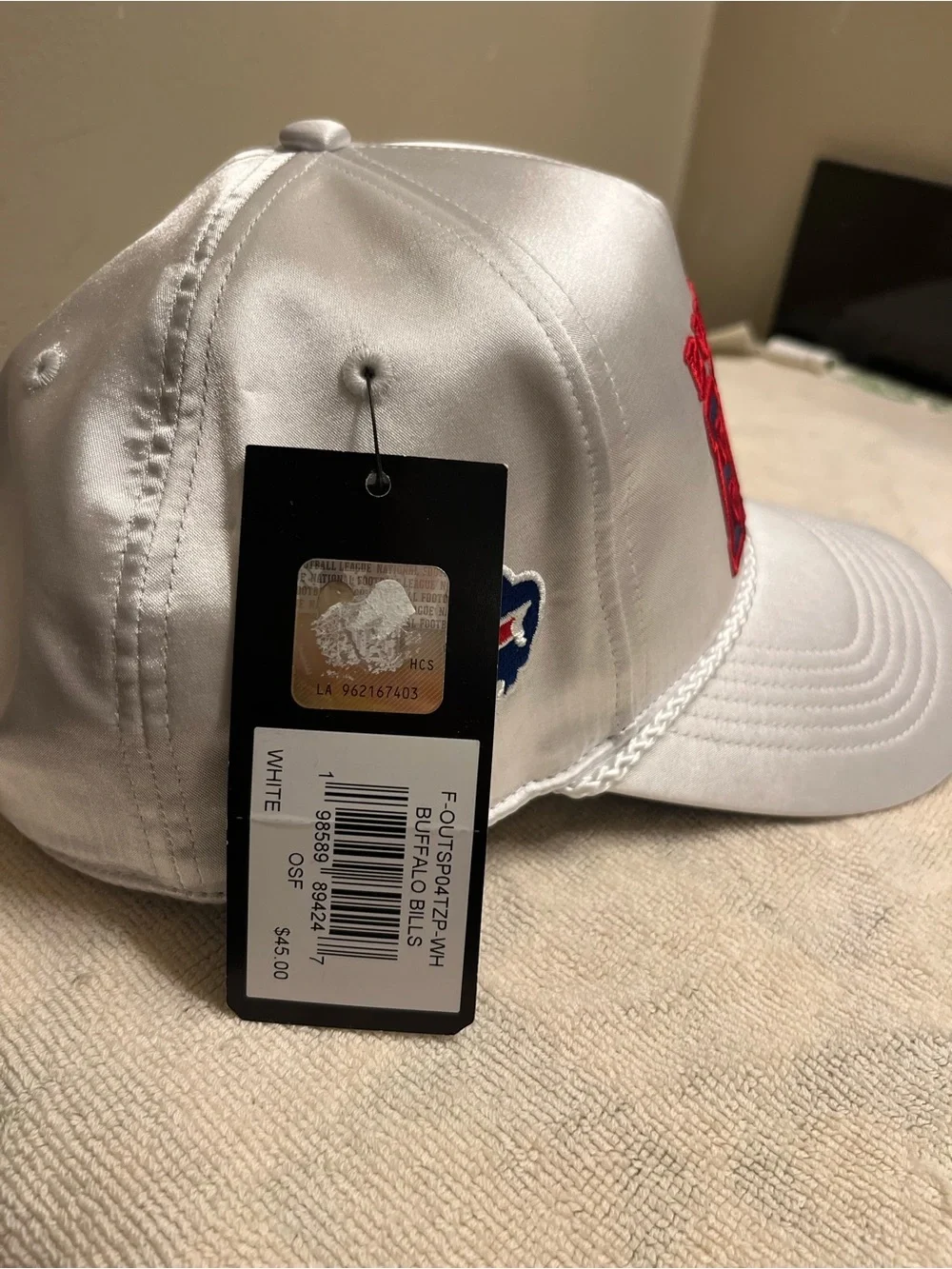 Buffalo Bills ‘47 Outspoken Hitch Hat White Satin Rope Snapback NFL Women’s NWT
